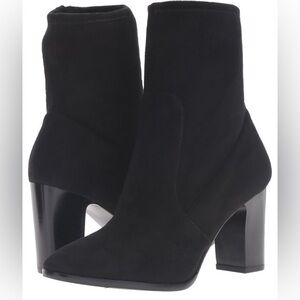 Black ankle suede black heel boots